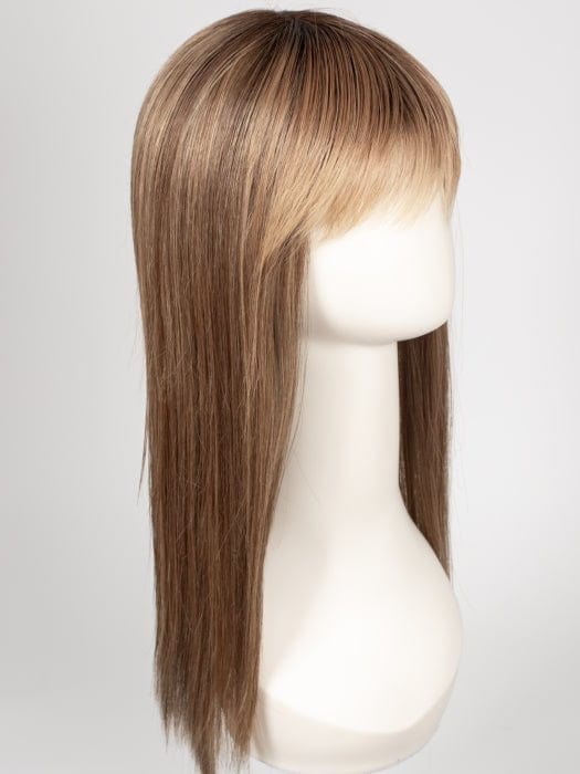 LIGHT BERNSTEIN ROOTED | Light Auburn, Light Honey Blonde, and Light Reddish Brown blend and Dark Roots