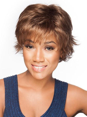 This synthetic wig is pre-styled with flipped layers and is ready-to-wear out of the box