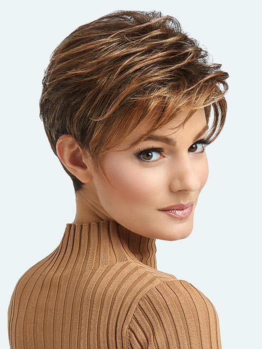 Long layers throughout the top and crown combined with loose textured lengths to create a completely free-formed, wind-swept look