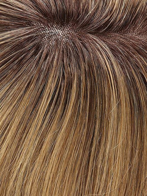 24BT18S8 SHADED MOCHA | Medium Natural Ash Blonde and Light Natural Gold Blonde Blend with Light Natural Gold Blonde tips, Shaded with Medium Brown