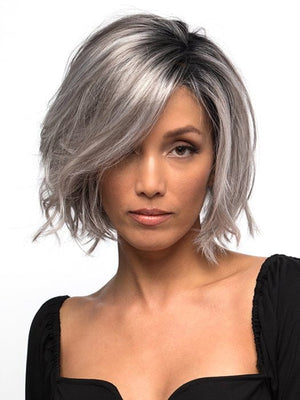 CHROMERT1B | Gray and White with 25% Medium Brown Blend and Off-Black Roots