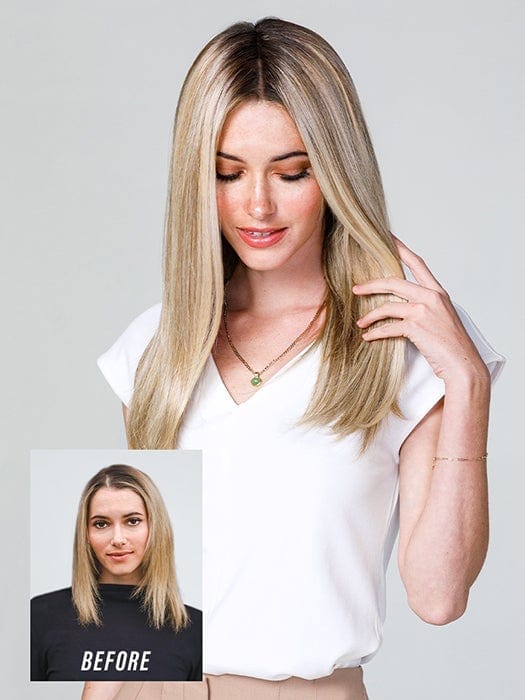 EASIPART T HD 18" by Jon Renau in 12FS8 SHADED PRALINE | Light Gold Blonde and Pale Natural Blonde Blend, Shaded with Dark Brown