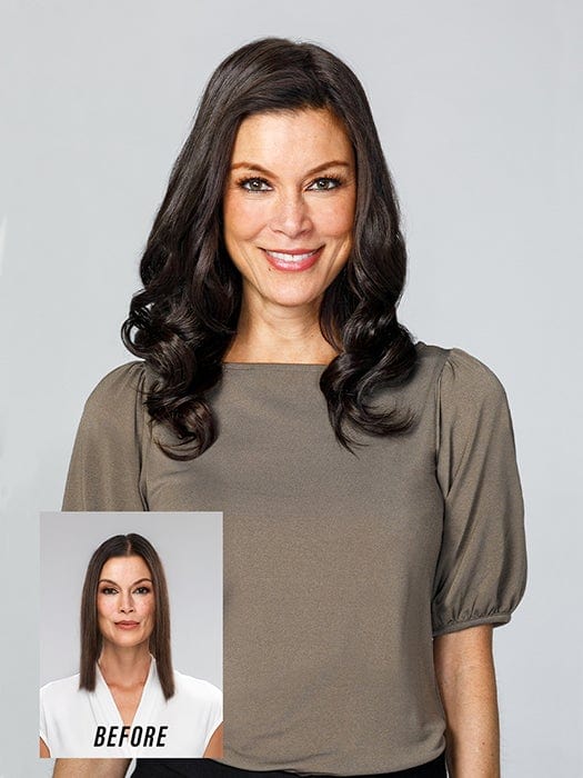 This style features a unique T-shape base design that is unlike any other hair topper on the market
