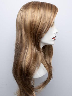 BUTTER PECAN-R | Rooted Dark with a Light Golden Blonde base with Brown and Medium Auburn evenly blended lowlights