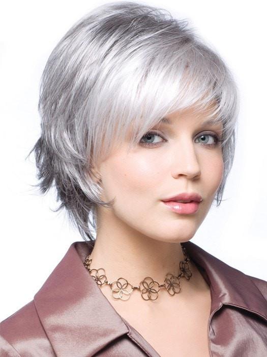 SKY LARGE by Noriko in SILVER STONE | Silver Medium Brown Blend That Transitions To More Silver Then Medium Brown Then To Silver Bangs