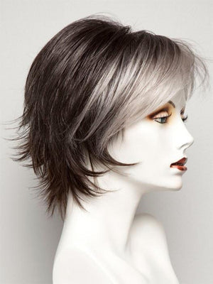 MIDNIGHT PEARL | Darkest Brown Base Blended with Silver and Dramatic Silver Bangs