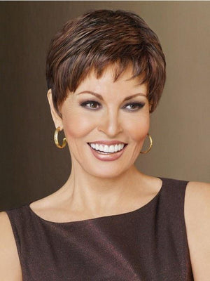 WINNER LARGE by Raquel Welch in R9S+ GLAZED MAHOGANY | Warm Medium Brown with Ginger Highlights on Top